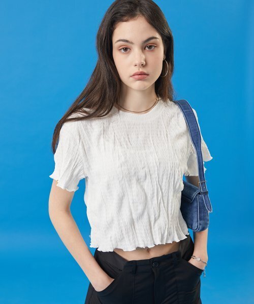 KOLEAT（コレット）の「夏クーリングマモンクロップ無地半袖Tシャツ[ホワイト]（Tシャツ/カットソー・レディース・その他・FREE）」の5枚目の写真