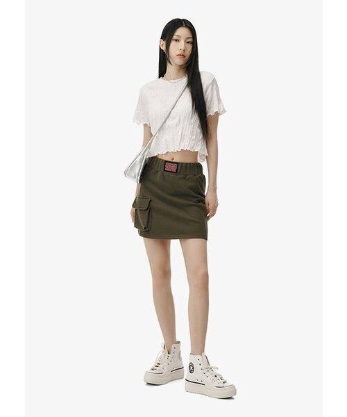 KOLEAT（コレット）の「夏クーリングマモンクロップ無地半袖Tシャツ[ホワイト]（Tシャツ/カットソー・レディース・その他・FREE）」の2枚目の写真