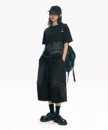 MOO（エムオーオー）の「DMC Stripe Applique Short Sleeve Tee - Black（Tシャツ/カットソー）」