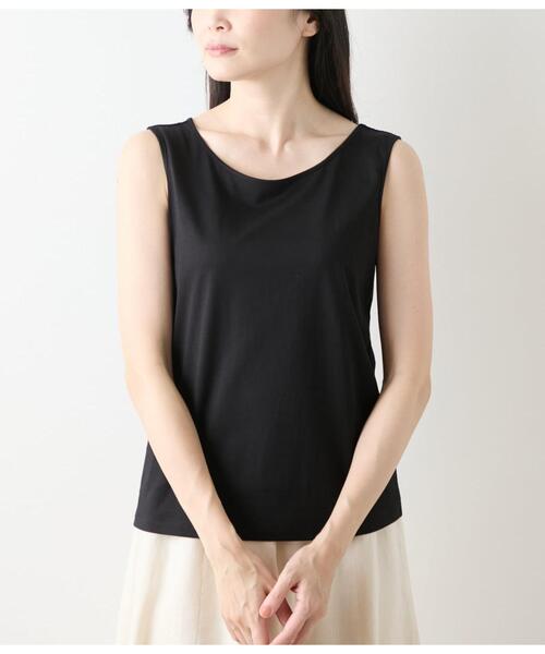 NEWYORKER(ニューヨーカー)の「ドット楊柳 フレアスリーブブラウス&タンクトップ(Tシャツ/カットソー・レディース・ブラウン/ブラック・L/M)」の16枚目の写真