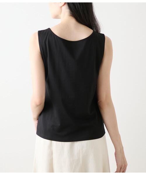 NEWYORKER(ニューヨーカー)の「ドット楊柳 フレアスリーブブラウス&タンクトップ(Tシャツ/カットソー・レディース・ブラウン/ブラック・L/M)」の3枚目の写真