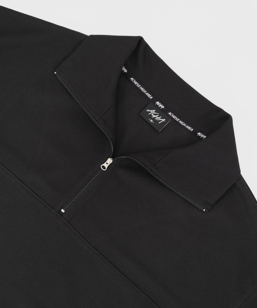 ACHA(アチャ)の「ワッフルハイネック半袖 _ ブラック(ポロシャツ・レディース・その他・LARGE/MEDIUM)」の2枚目の写真