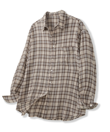 bounDary（バウンダリー）の「Overfit Summer Square Check Shirt [Brown]（シャツ/ブラウス）」