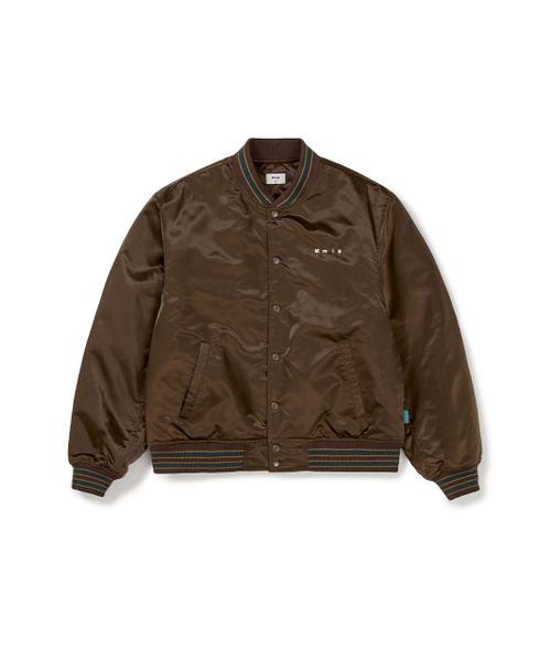 [Mmlg] CPC SATIN VARSITY JACKET (BROWN)