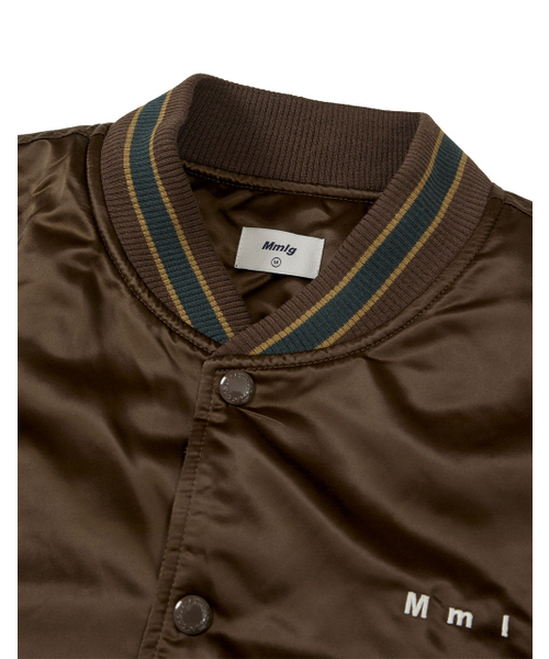 [Mmlg] CPC SATIN VARSITY JACKET (BROWN)