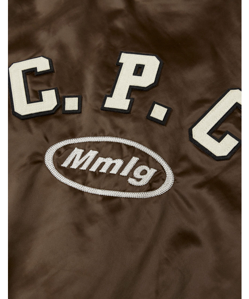 [Mmlg] CPC SATIN VARSITY JACKET (BROWN)