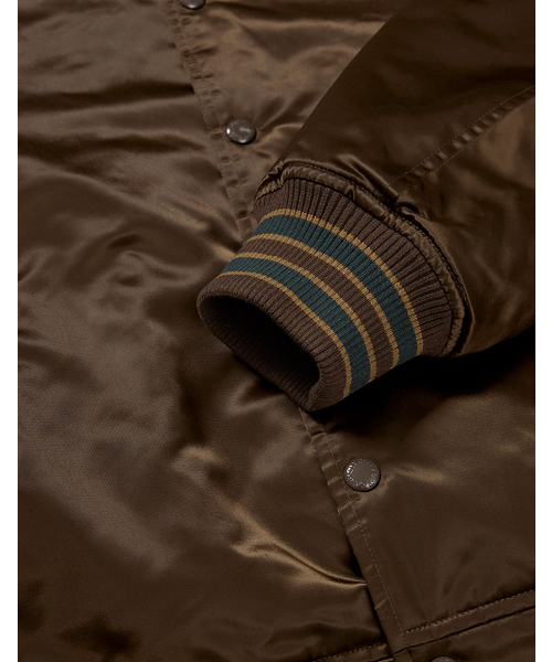 [Mmlg] CPC SATIN VARSITY JACKET (BROWN)