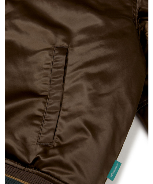 [Mmlg] CPC SATIN VARSITY JACKET (BROWN)