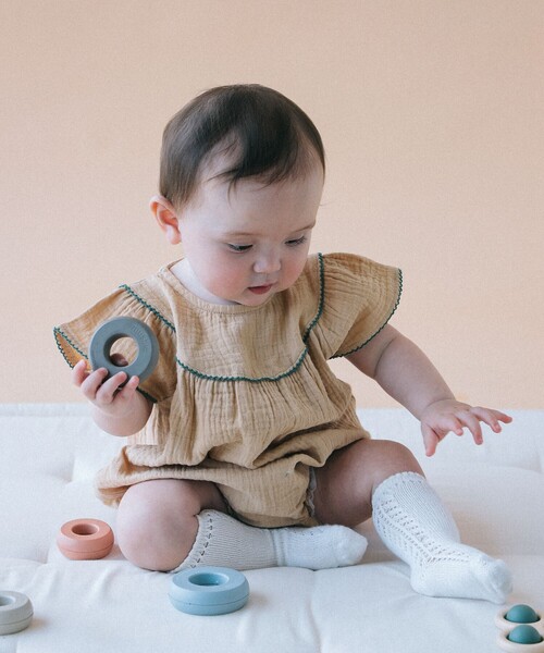 こども ビームス（コドモビームス）の「ベビー モスリン フリル ロンパース 2026SS（70～80cm）（ロンパース・キッズ・ベージュ/ミント・80/70）」の13枚目の写真