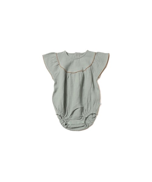 こども ビームス（コドモビームス）の「ベビー モスリン フリル ロンパース 2026SS（70～80cm）（ロンパース・キッズ・ベージュ/ミント・80/70）」の3枚目の写真