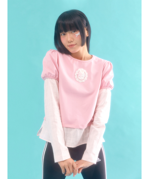 NEFNEF(ネフネフ)の「レイヤードパフトップ_ピンク(Tシャツ/カットソー・レディース・その他・FREE)」の1枚目の写真
