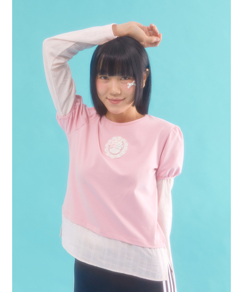 NEFNEF(ネフネフ)の「レイヤードパフトップ_ピンク(Tシャツ/カットソー・レディース・その他・FREE)」の2枚目の写真