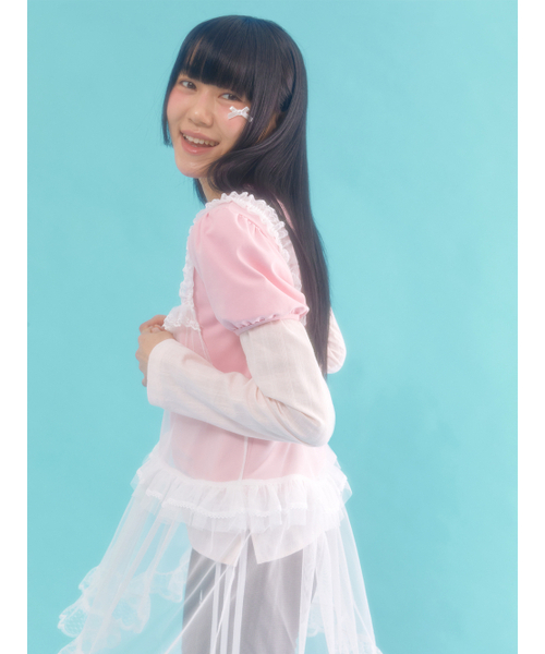 NEFNEF(ネフネフ)の「レイヤードパフトップ_ピンク(Tシャツ/カットソー・レディース・その他・FREE)」の3枚目の写真