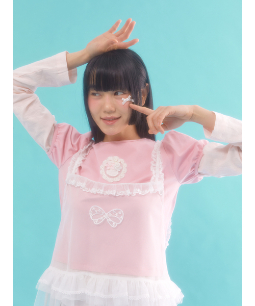 NEFNEF(ネフネフ)の「レイヤードパフトップ_ピンク(Tシャツ/カットソー・レディース・その他・FREE)」の4枚目の写真