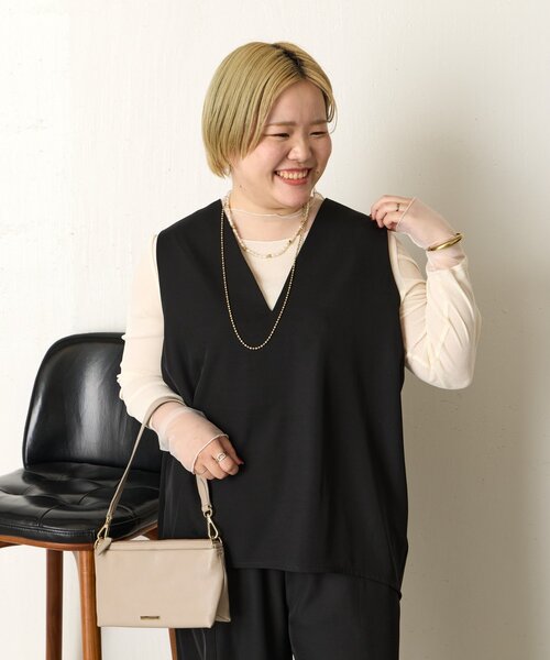 Jena espace merveilleux(ジェナ エスパスメルヴェイユ)の「【セレモニー/低身長サイズ】トロミベストセットアップ(パンツドレス・レディース・ブラック/ライトグレー・FREE)」の6枚目の写真