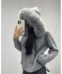 CANVAS+（キャンバスプラス）の「【CANVAS＋】ファー付きニットパーカー（パーカー）」