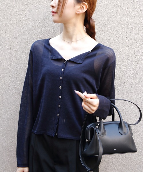 THE SHINZONE(ザ シンゾーン)の「THE SHINZONE/シンゾーン シアーニットカーディガン SHEER KNIT CARDIGAN 26MMSNI01(カーディガン/ボレロ・レディース・ネイビー・FREE)」の1枚目の写真