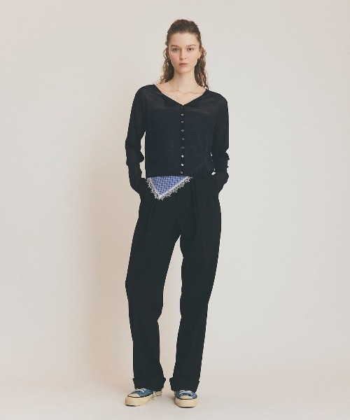THE SHINZONE(ザ シンゾーン)の「THE SHINZONE/シンゾーン シアーニットカーディガン SHEER KNIT CARDIGAN 26MMSNI01(カーディガン/ボレロ・レディース・ネイビー・FREE)」の2枚目の写真