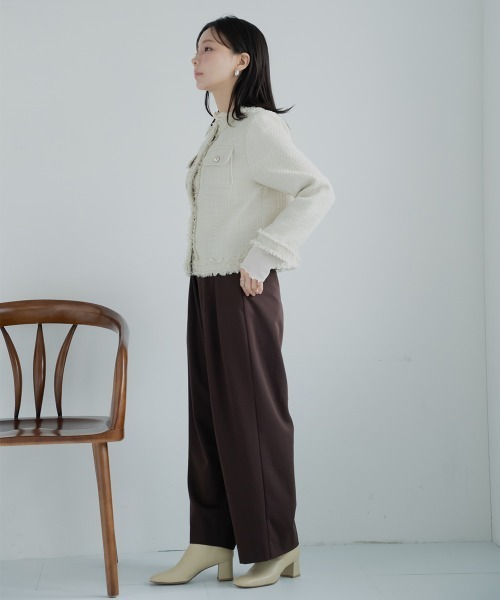 Petitjo(プッチージョ)の「小さいサイズ ツイードノーカラージャケット 低身長さん・小柄女性(カバーオール・レディース・ブラック/ベージュ・PL/PM/PS/PSS)」の8枚目の写真