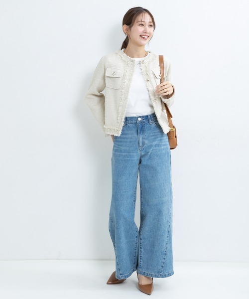 Petitjo(プッチージョ)の「小さいサイズ ツイードノーカラージャケット 低身長さん・小柄女性(カバーオール・レディース・ブラック/ベージュ・PL/PM/PS/PSS)」の16枚目の写真