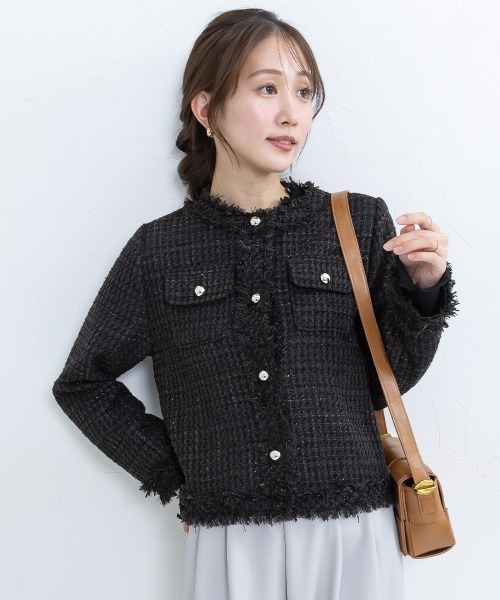 Petitjo(プッチージョ)の「小さいサイズ ツイードノーカラージャケット 低身長さん・小柄女性(カバーオール・レディース・ブラック/ベージュ・PL/PM/PS/PSS)」の22枚目の写真