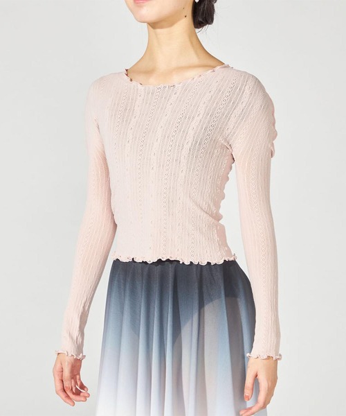 Chacott（チャコット）の「【ノーソーイングニット】メロウニットトップ（ニット/セーター・レディース・ピンク/ブラック・M）」の6枚目の写真