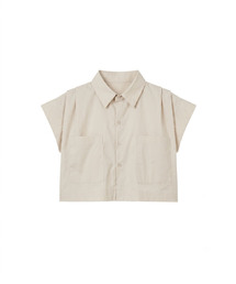 crop pocket shirt -beige