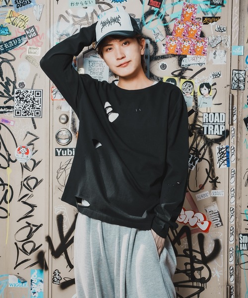 En serio TOKYO(エンソリオトーキョー)の「【SIDEWAYSTANCE】無地長袖グランジTシャツ(Tシャツ/カットソー・メンズ・ブラック系/ホワイト/ブラック/ブラウン系・MEDIUM/LARGE/X-LARGE/SMALL)」の5枚目の写真