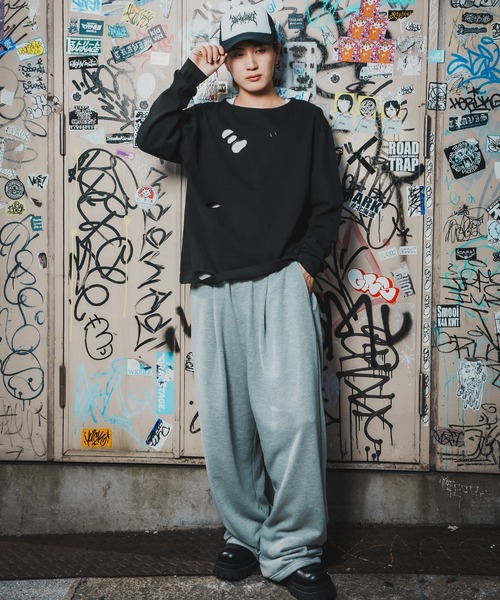 En serio TOKYO(エンソリオトーキョー)の「【SIDEWAYSTANCE】無地長袖グランジTシャツ(Tシャツ/カットソー・メンズ・ブラック系/ホワイト/ブラック/ブラウン系・MEDIUM/LARGE/X-LARGE/SMALL)」の7枚目の写真