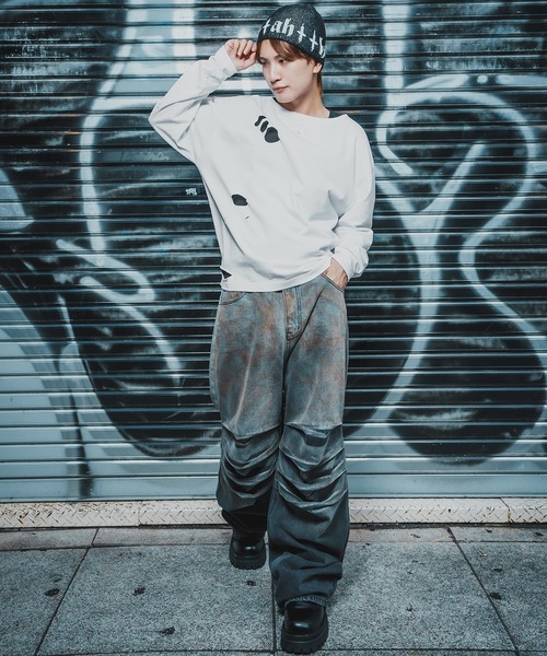 En serio TOKYO(エンソリオトーキョー)の「【SIDEWAYSTANCE】無地長袖グランジTシャツ(Tシャツ/カットソー・メンズ・ブラック系/ホワイト/ブラック/ブラウン系・MEDIUM/LARGE/X-LARGE/SMALL)」の10枚目の写真