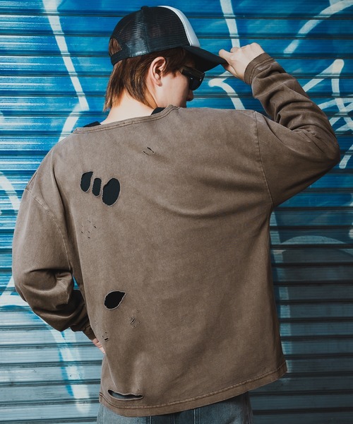 En serio TOKYO(エンソリオトーキョー)の「【SIDEWAYSTANCE】無地長袖グランジTシャツ(Tシャツ/カットソー・メンズ・ブラック系/ホワイト/ブラック/ブラウン系・MEDIUM/LARGE/X-LARGE/SMALL)」の16枚目の写真