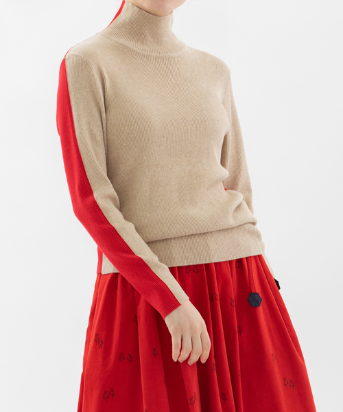 【NEW】ノップドゥノッド（nop de nod）/バイカラータートルニット バイカラータートルニット（ニット/セーター）｜nop de nod