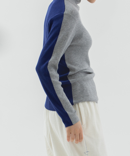 【NEW】ノップドゥノッド（nop de nod）/バイカラータートルニット バイカラータートルニット（ニット/セーター）｜nop de nod