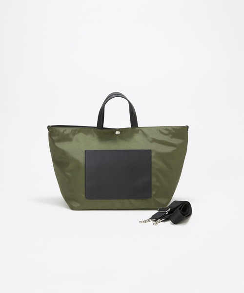 Breath TOPKAPI(ブレストプカピ)の「【Breath TOPKAPI sis】【WEB限定】ナイロン レザーポケット トートバッグ ショルダー付き A4 / 軽量 / CALM カーム(トートバッグ・レディース・カーキ/グレー/ブラック/ベージュ・FREE)」の4枚目の写真