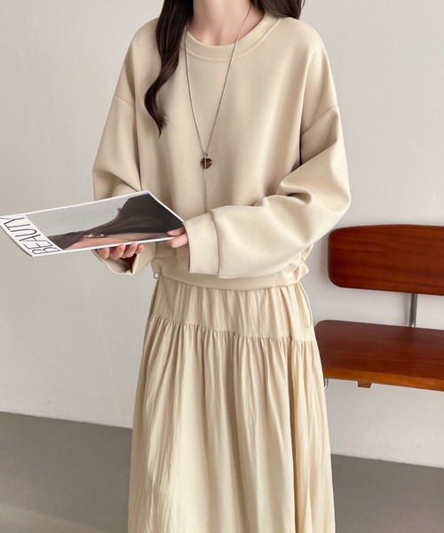 セール】異素材切替段ボールスウェットワンピース（ワンピース）｜emi+