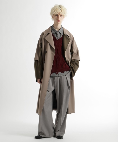 HARE(ハレ)の「【SET UP対応】ウールライクディープタックワイドパンツ(HARE)(スラックス・メンズ・ブルー/グレー/ブラック・SMALL/MEDIUM)」の6枚目の写真