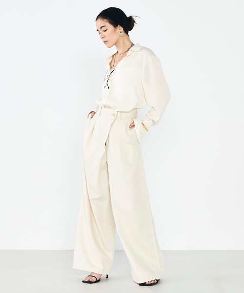 Rie Miller（リエミラー）の「【RM denim】リネン混ラップワイドパンツ（その他パンツ・レディース・キナリ/インディゴブルー・S/L/M）」の17枚目の写真