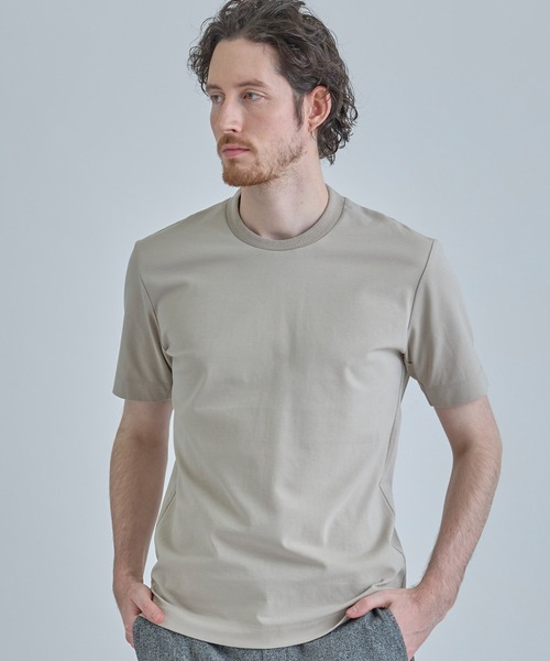 MEN'S BIGI(メンズビギ)の「【ACTIVE TAILOR/アクティブテイラー】シルケットスムースクルーネックTシャツ<接触冷感 / UVカット>(Tシャツ/カットソー・メンズ・ブラック/ホワイト/ブラウン/ベージュ/ネイビー・01/02/ 03/04)」の4枚目の写真