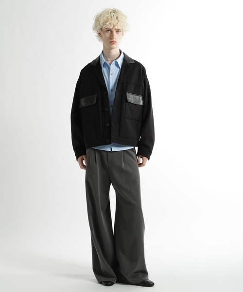 HARE（ハレ）の「レザーキリカエジャケゾン(HARE)（ブルゾン・メンズ・ブラック/ベージュ・MEDIUM/SMALL）」の5枚目の写真