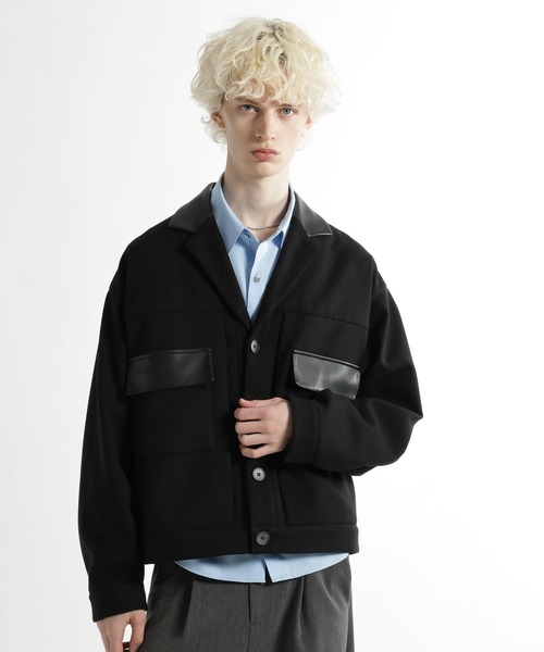 HARE（ハレ）の「レザーキリカエジャケゾン(HARE)（ブルゾン・メンズ・ブラック/ベージュ・MEDIUM/SMALL）」の8枚目の写真