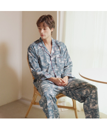 LUNALUZ STUDIO（ルナルス）の「Men's Charlotte Modal Cotton Long Sleeve Collarless Two-Piece Pajamas（ルームウェア/パジャマ）」