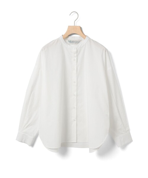 MidiUmi（ミディウミ）の「MidiUmi バンドカラーシャツ（シャツ/ブラウス・レディース・ピンク/サックスブルー/オフホワイト/ネイビー・FREE）」の2枚目の写真