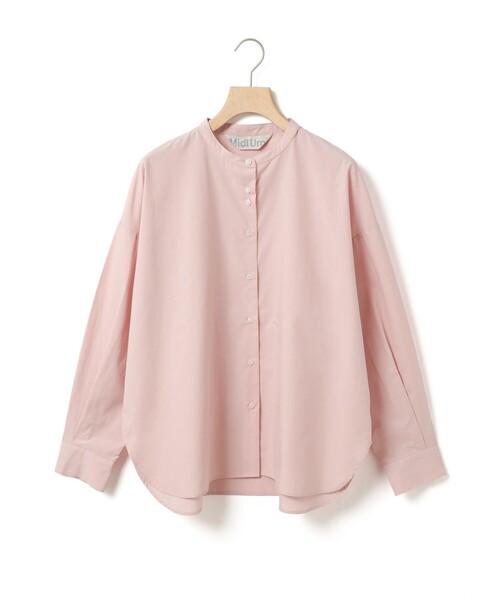 MidiUmi（ミディウミ）の「MidiUmi バンドカラーシャツ（シャツ/ブラウス・レディース・ピンク/サックスブルー/オフホワイト/ネイビー・FREE）」の4枚目の写真