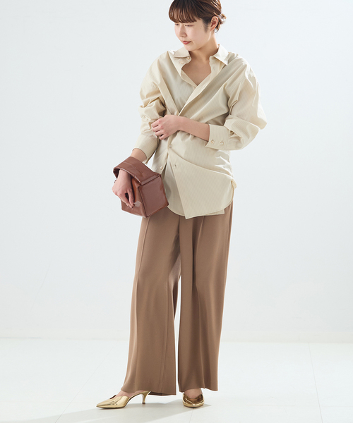 journal standard L'essage（ジャーナルスタンダードレサージュ）の「ジョーゼット タックパンツ（その他パンツ・レディース・ブラック/ブラウン系その他/イエロー・36/38）」の8枚目の写真