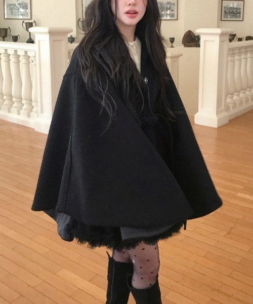 リボンメルトンポンチョジャケット（ポンチョ）｜FAVORITO