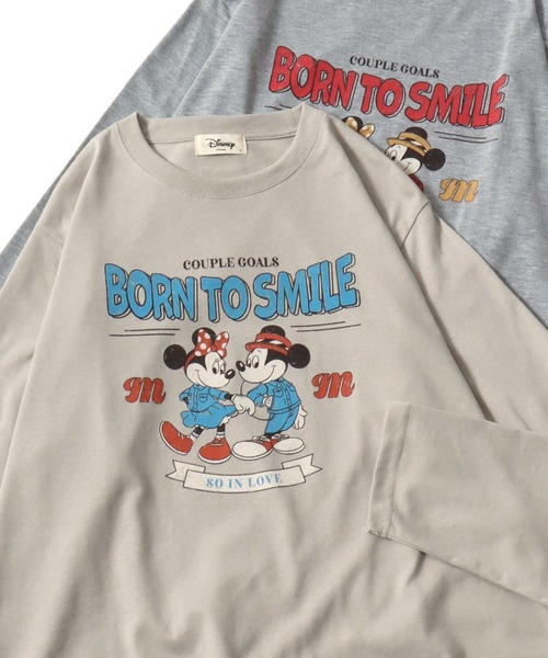 Disney（ディズニー）の「2026SS Disney/ディズニー ミッキー/ミニー オーバーサイズ プリント長袖 ロンT（Tシャツ/カットソー・レディース・グリーン/ベージュ/グレー/アッシュグレー・L/M）」の4枚目の写真