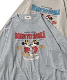 2026SS Disney/ディズニー ミッキー/ミニー オーバーサイズ プリント長袖 ロンT