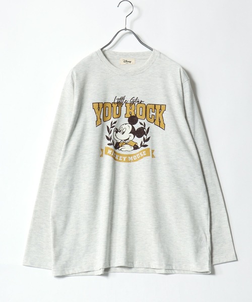 Disney（ディズニー）の「2026SS Disney/ディズニー ミッキー/ミニー オーバーサイズ プリント長袖 ロンT（Tシャツ/カットソー・レディース・グリーン/ベージュ/グレー/アッシュグレー・L/M）」の8枚目の写真