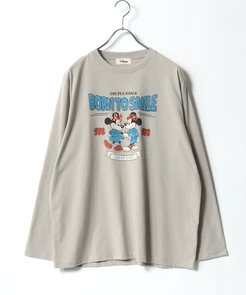 Disney（ディズニー）の「2026SS Disney/ディズニー ミッキー/ミニー オーバーサイズ プリント長袖 ロンT（Tシャツ/カットソー・レディース・グリーン/ベージュ/グレー/アッシュグレー・L/M）」の12枚目の写真