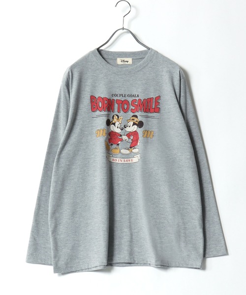 Disney（ディズニー）の「2026SS Disney/ディズニー ミッキー/ミニー オーバーサイズ プリント長袖 ロンT（Tシャツ/カットソー・レディース・グリーン/ベージュ/グレー/アッシュグレー・L/M）」の14枚目の写真
